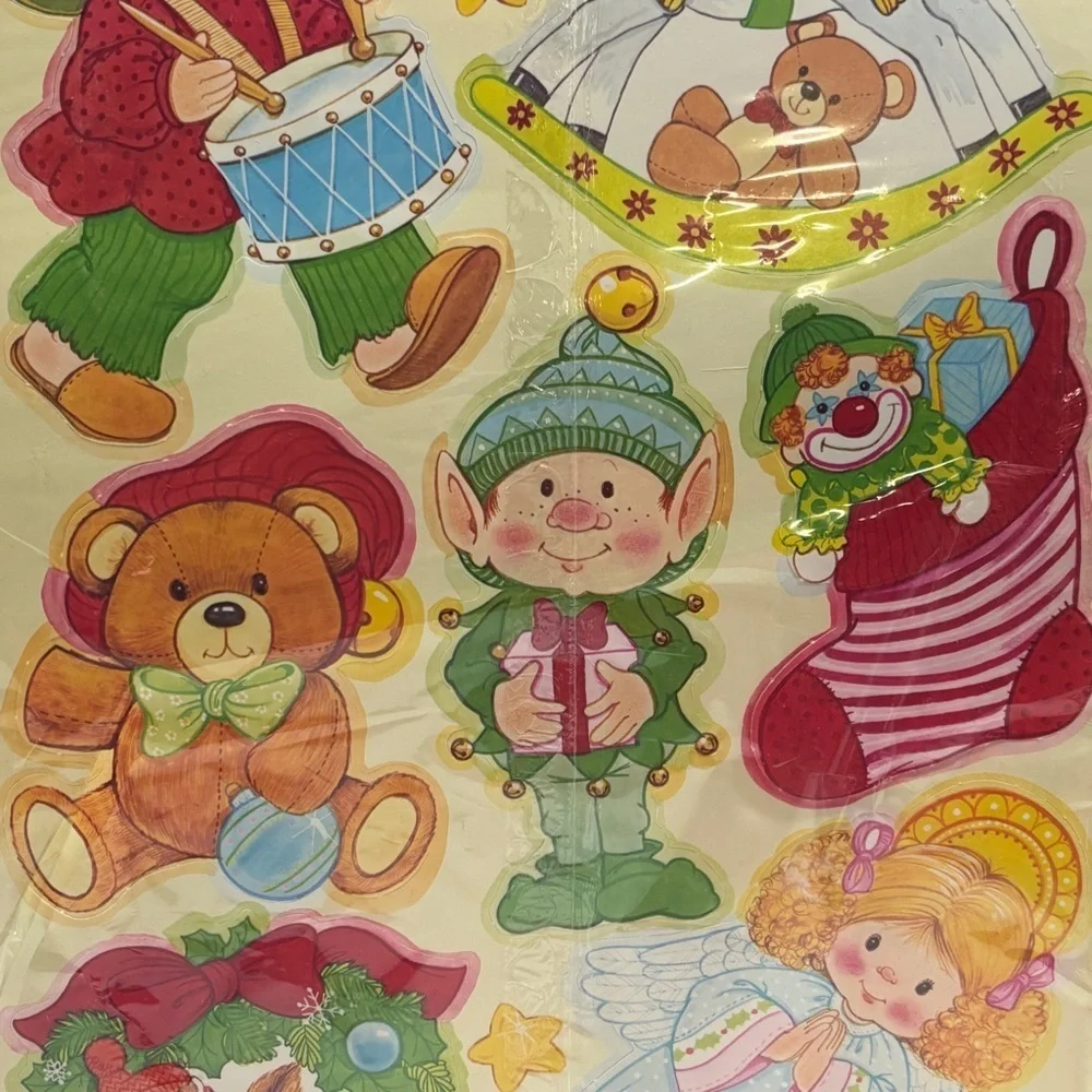 Vintage Eureka Christmas 12 pc Decorating Kit Santa Elf Snowman Around 6-9